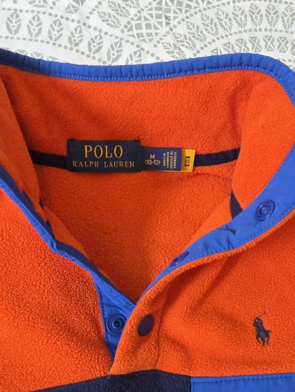 Ralph Lauren Boys Orange Fleece with Blue Trim